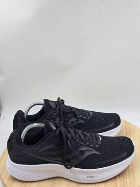 Saucony Women's Ride 15 Running Shoe, Black/White S10729-12 sz 9.5